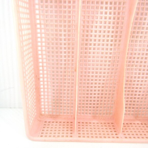 Vintage Pink Plastic Waffle Weave Silverware Drawer 5 Slot Utensil Tray - Picture 4 of 7